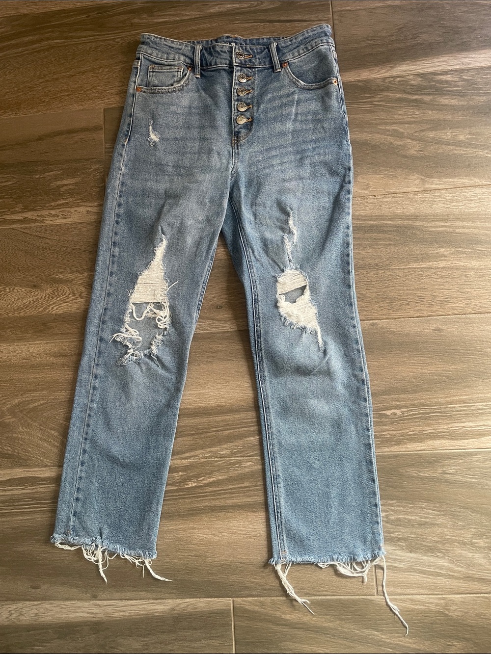 wild fable Medium Blue Distressed Straight-Leg Jeans